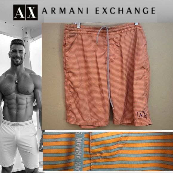 Armani Exchange Swim Trunks Large 32-38" waist 10" inseam Gently worn 100% poly - Picture 1 of 4
